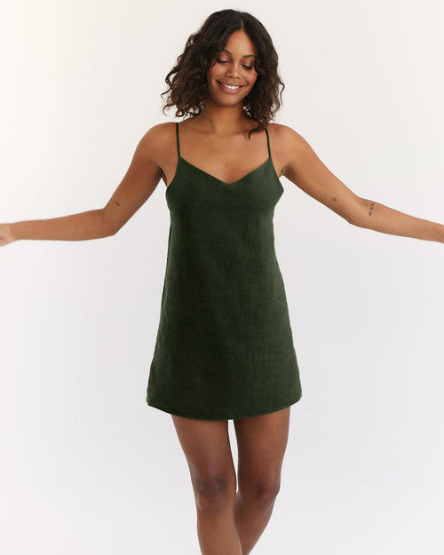 100% French Flax Linen Slip in Olive