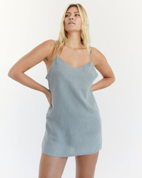 100% French Flax Linen Slip in Mineral