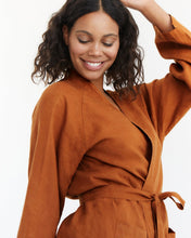 Load image into Gallery viewer, 100% French Flax Linen Classic Robe in Rust