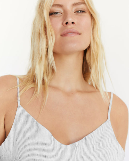 100% French Flax Linen Slip in Pinstripe