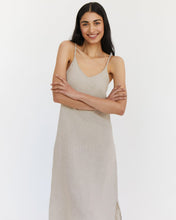 Load image into Gallery viewer, 100% French Flax Linen Midi Dress in Oatmeal