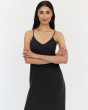 Load image into Gallery viewer, 100% French Flax Linen Midi Dress in Charcoal
