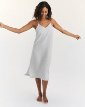 Load image into Gallery viewer, 100% French Flax Linen Midi Dress in Pinstripe