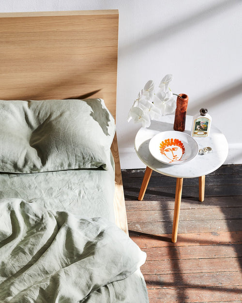 White 100% Flax Linen Bedding Set