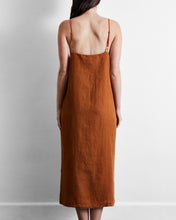 Load image into Gallery viewer, 100% French Flax Linen Midi Dress in Rust