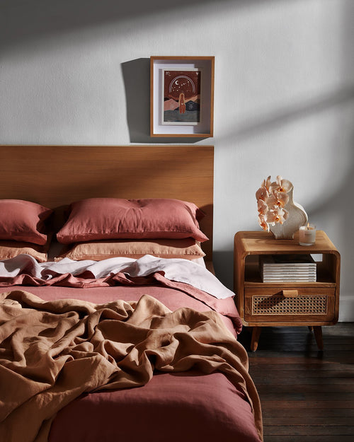 Terracotta 100% French Flax Linen Throw