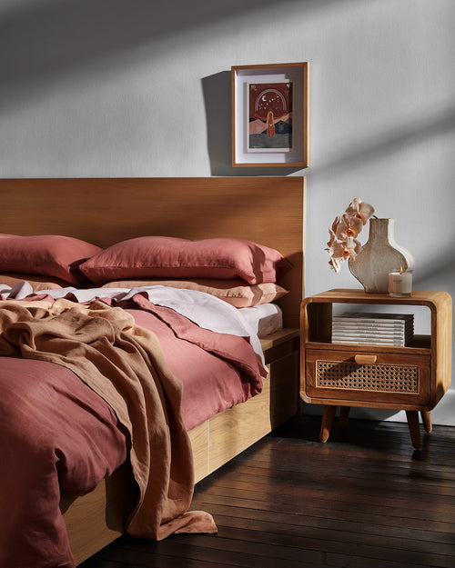 Terracotta 100% French Flax Linen Throw