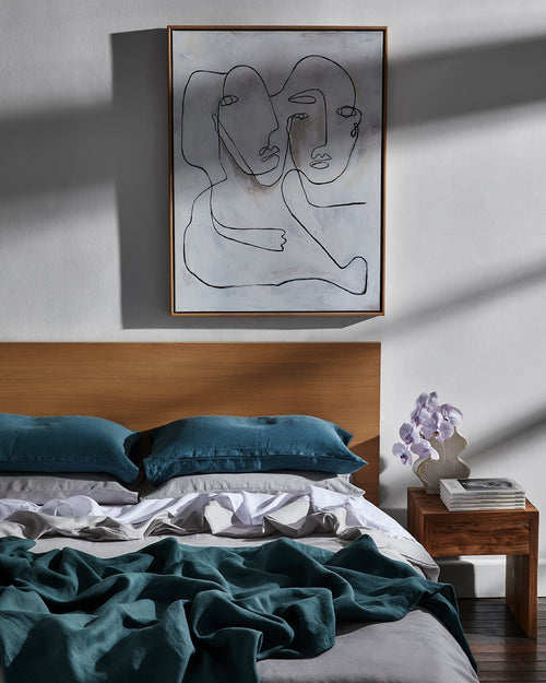 Petrol 100% French Flax Linen Throw