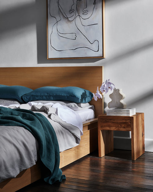 Petrol 100% French Flax Linen Throw