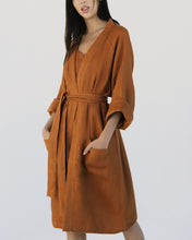 Load image into Gallery viewer, 100% Linen Waffle Robe in Rust