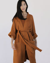 Load image into Gallery viewer, 100% Linen Waffle Robe in Rust
