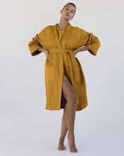 Load image into Gallery viewer, 100% Linen Waffle Robe in Turmeric