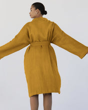 Load image into Gallery viewer, 100% Linen Waffle Robe in Turmeric