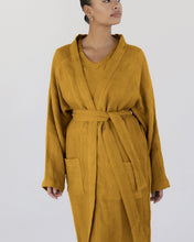 Load image into Gallery viewer, 100% Linen Waffle Robe in Turmeric