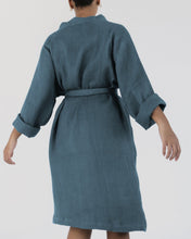 Load image into Gallery viewer, 100% Linen Waffle Robe in Petrol