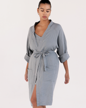 Load image into Gallery viewer, 100% French Flax Linen Classic Robe in Mineral