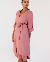 Load image into Gallery viewer, 100% French Flax Linen Classic Robe in Pink Clay
