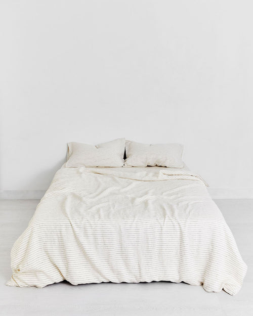 Stripe 100% Flax Linen Duvet Cover