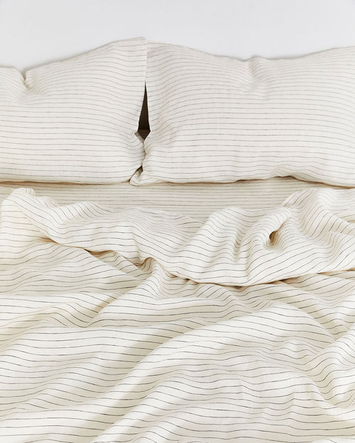 Stripe 100% Flax Linen Bedding Set
