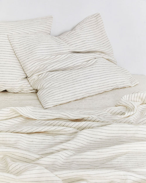 Stripe 100% Flax Linen European Pillowcases (Set of Two)