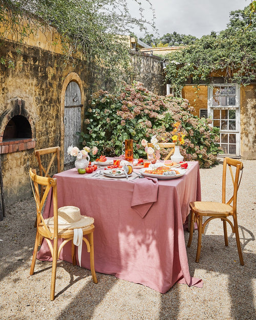 100% Linen Tablecloth in Pink Clay