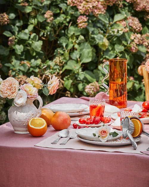 100% Linen Tablecloth in Pink Clay
