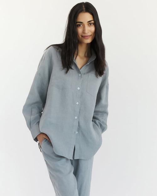 100% French Flax Linen Pants in Mineral