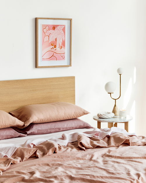 Pink Clay 100% Flax Linen Sheet Set