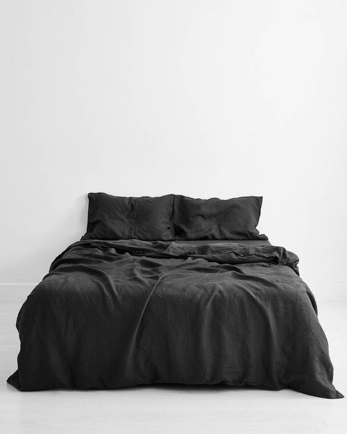 Charcoal 100% Flax Linen Duvet Cover