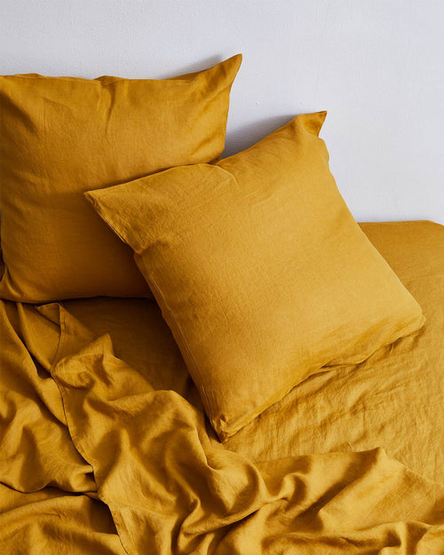 Turmeric 100% Flax Linen European Pillowcases (Set of Two)