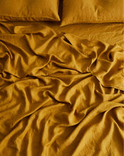 Load image into Gallery viewer, Turmeric 100% Flax Linen Fitted Sheet