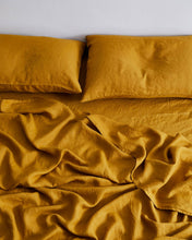 Load image into Gallery viewer, Turmeric 100% Flax Linen Fitted Sheet