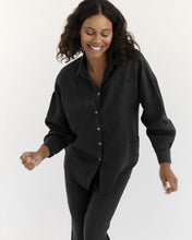 Load image into Gallery viewer, 100% Linen Long Sleeve Shirt in Charcoal