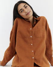Load image into Gallery viewer, 100% Linen Long Sleeve Shirt in Rust