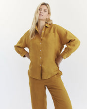 Load image into Gallery viewer, 100% Linen Long Sleeve Shirt in Turmeric