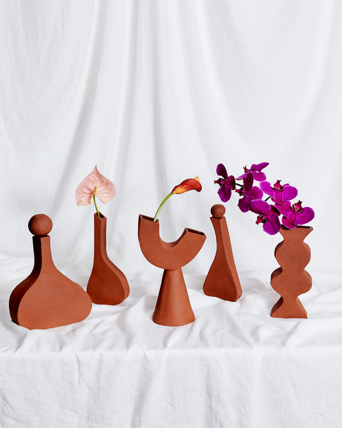 100% Linen Waffle Hand and Face Towel in Rust