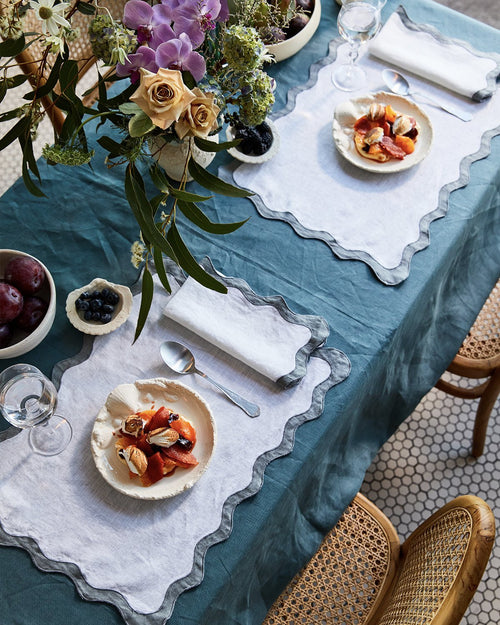 100% Linen Tablecloth in Petrol