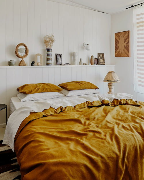 Turmeric 100% Flax Linen Duvet Cover