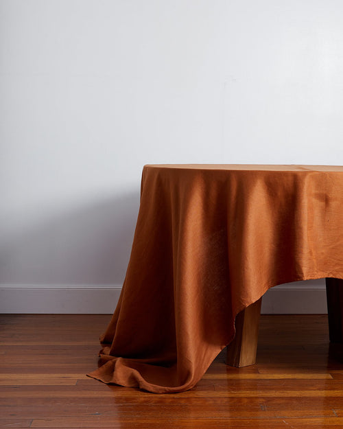 100% Linen Tablecloth in Rust