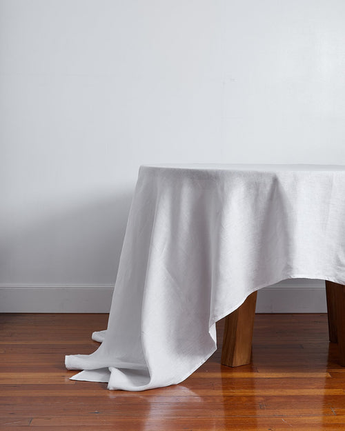 100% Linen Tablecloth in White