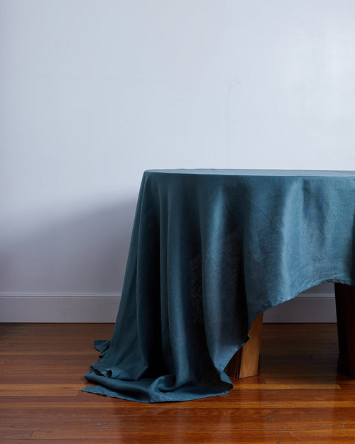 100% Linen Tablecloth in Petrol