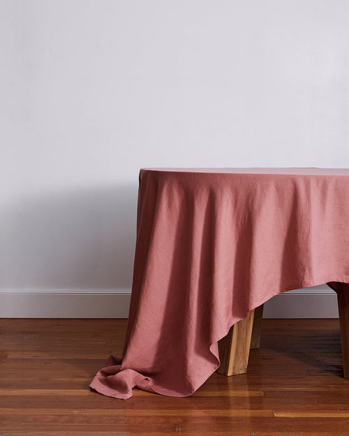 100% Linen Tablecloth in Pink Clay