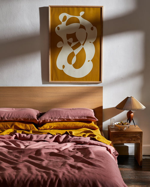 Pink Clay 100% Flax Linen Bedding Set