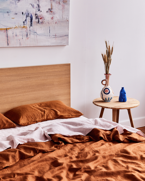 100% French Flax Linen Slip in Rust