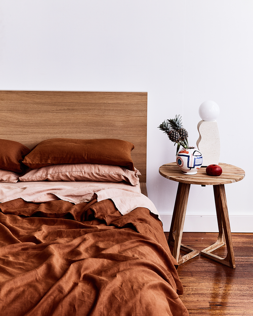 100% French Flax Linen Slip in Rust