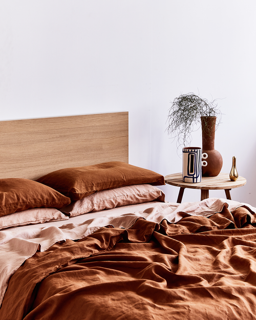 100% French Flax Linen Slip in Rust