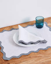 Load image into Gallery viewer, 100% Linen Scalloped Napkins in White &amp; Mineral (Set of Four)