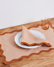 Load image into Gallery viewer, 100% Linen Scalloped Napkins in Terracotta &amp; Rust (Set of Four)