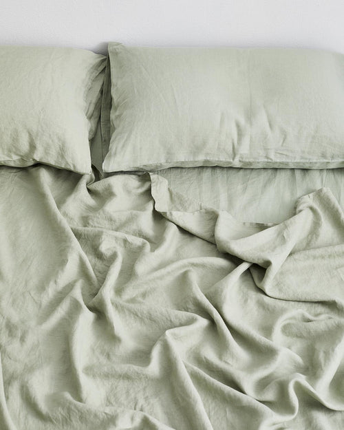 Sage 100% Flax Linen Fitted Sheet