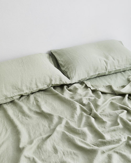 Sage 100% Flax Linen Fitted Sheet